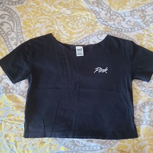 VS PINK Black Crop Tee, XS